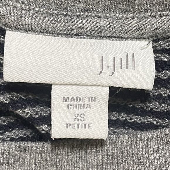 J.Jill Sweatshirt Dress Sz XS Gray And Black Stripes Slant Pockets Super Comfy - Picture 5 of 6